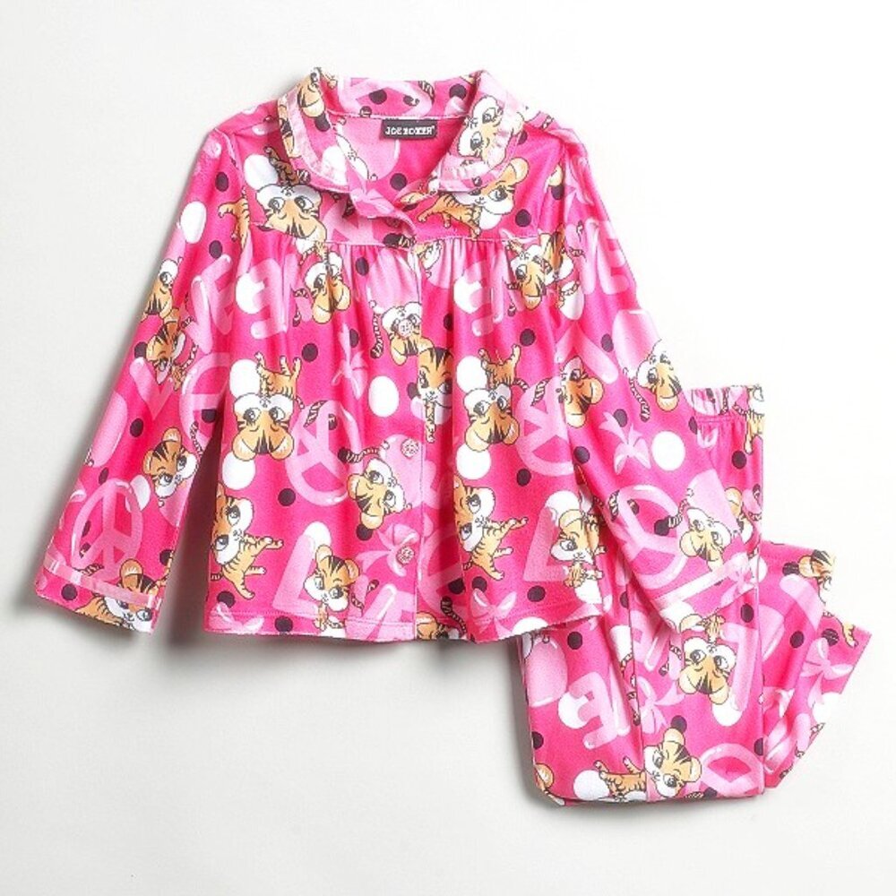 JOE BOXER Pajama Pant Set Toddler Girls 2-PC Sleepwear Baby Tiger PJs 4T VTG